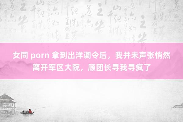 女同 porn 拿到出洋调令后，我并未声张悄然离开军区大院，顾团长寻我寻疯了
