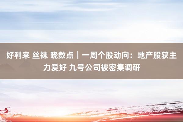 好利来 丝袜 晓数点｜一周个股动向：地产股获主力爱好 九号公司被密集调研